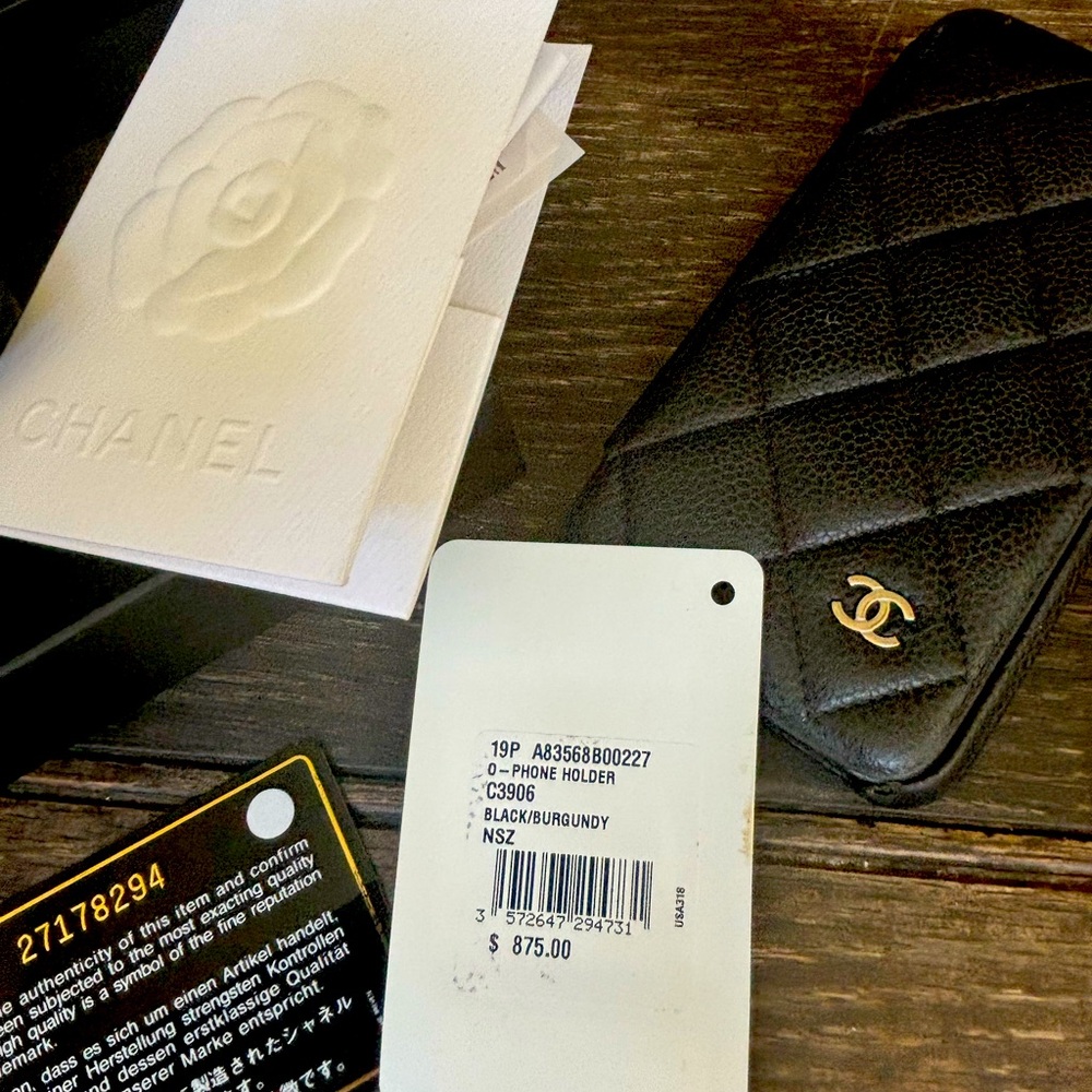 Chanel I Phone Case Cover Quilted Caviar Black